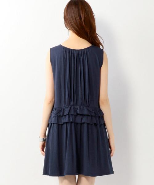 bitnabi ネイビー フリルノースリーブワンピース bitnabi ネイビー フリルノースリーブワンピース kid's