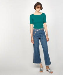 MOUSSY | FRONT BUTTON WIDE DENIM(デニムパンツ)