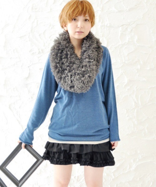 and it_(アンドイット)の「シンプルロングクレープニット【カシミヤタッチ】【nonno 3月号掲載品】(ニット/セーター)」|ブルー