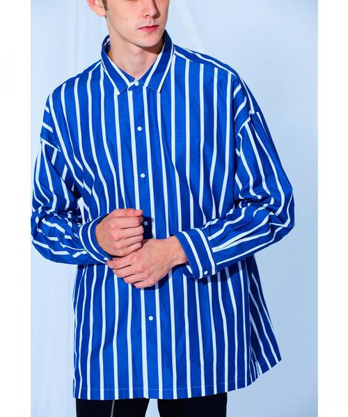 MONKEY TIME(モンキータイム)の「<monkey time> STRIPE SNAP L/S SHIRT/シャツ ◆(シャツ/ブラウス・メンズ・ロイヤルブルー・X-LARGE/LARGE/MEDIUM/SMALL)」の2枚目の写真