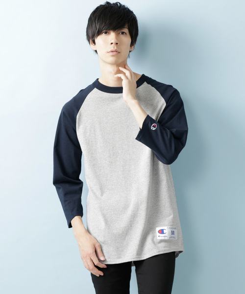 Champion(チャンピオン)の「Champion Authentic Raglan Baseball T-SHIRTS /チャンピオン コットン ベースボール ラグラン Tシャツ(3/4スリーブ)(Tシャツ/カットソー・メンズ・ホワイト×ネイビー/グレー系その他/グレー系その他2/ホワイト系その他/ホワイト×ブラック/ホワイト×グリーン・XL/S/M/L)」の6枚目の写真