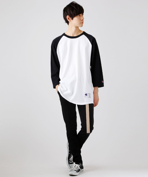 Champion(チャンピオン)の「Champion Authentic Raglan Baseball T-SHIRTS /チャンピオン コットン ベースボール ラグラン Tシャツ(3/4スリーブ)(Tシャツ/カットソー・メンズ・ホワイト×ネイビー/グレー系その他/グレー系その他2/ホワイト系その他/ホワイト×ブラック/ホワイト×グリーン・XL/S/M/L)」の14枚目の写真