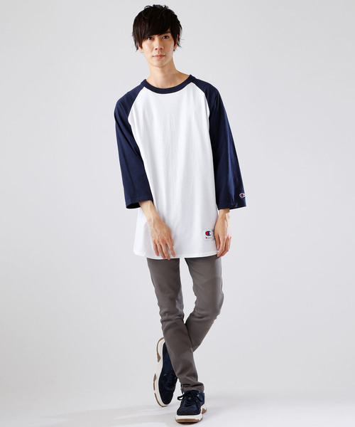 Champion(チャンピオン)の「Champion Authentic Raglan Baseball T-SHIRTS /チャンピオン コットン ベースボール ラグラン Tシャツ(3/4スリーブ)(Tシャツ/カットソー・メンズ・ホワイト×ネイビー/グレー系その他/グレー系その他2/ホワイト系その他/ホワイト×ブラック/ホワイト×グリーン・XL/S/M/L)」の13枚目の写真