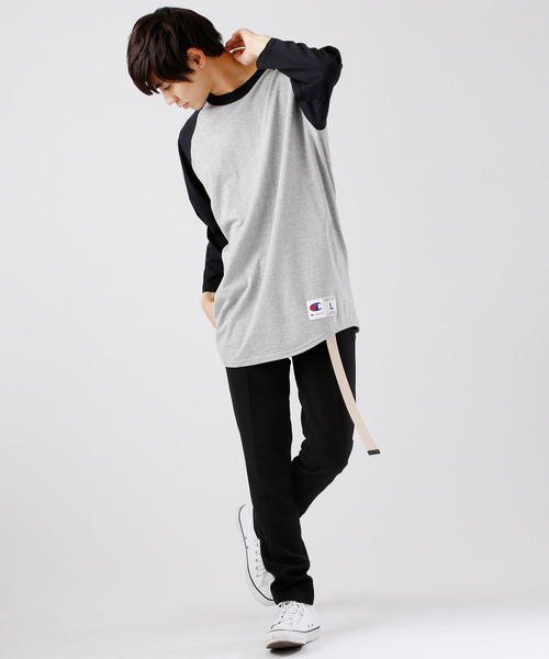 Champion(チャンピオン)の「Champion Authentic Raglan Baseball T-SHIRTS /チャンピオン コットン ベースボール ラグラン Tシャツ(3/4スリーブ)(Tシャツ/カットソー・メンズ・ホワイト×ネイビー/グレー系その他/グレー系その他2/ホワイト系その他/ホワイト×ブラック/ホワイト×グリーン・XL/S/M/L)」の12枚目の写真