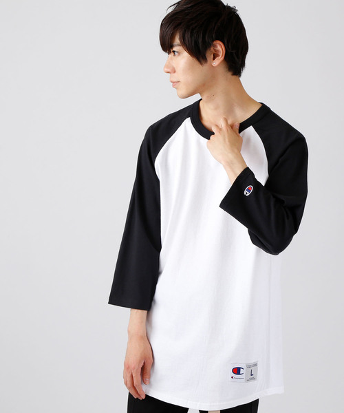 Champion(チャンピオン)の「Champion Authentic Raglan Baseball T-SHIRTS /チャンピオン コットン ベースボール ラグラン Tシャツ(3/4スリーブ)(Tシャツ/カットソー・メンズ・ホワイト×ネイビー/グレー系その他/グレー系その他2/ホワイト系その他/ホワイト×ブラック/ホワイト×グリーン・XL/S/M/L)」の10枚目の写真