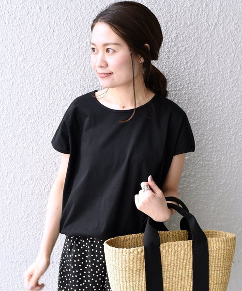 SHIPS Days（シップスデイズ）の「SHIPS Days STANDARD:ソフトコットンクルーネックTEE◆（Tシャツ/カットソー・レディース・ホワイト/ライトグレー/ベージュ/ネイビー/ライトブルー/ラベンダー/ブラック/パープル/キャメル・S～Ｍ/M～Ｌ）」の3枚目の写真