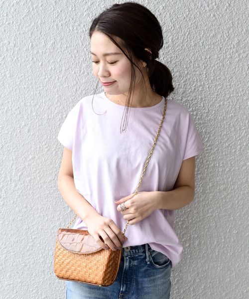 SHIPS Days（シップスデイズ）の「SHIPS Days STANDARD:ソフトコットンクルーネックTEE◆（Tシャツ/カットソー・レディース・ホワイト/ライトグレー/ベージュ/ネイビー/ライトブルー/ラベンダー/ブラック/パープル/キャメル・S～Ｍ/M～Ｌ）」の8枚目の写真