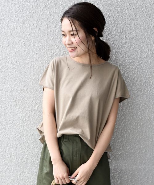 SHIPS Days（シップスデイズ）の「SHIPS Days STANDARD:ソフトコットンクルーネックTEE◆（Tシャツ/カットソー・レディース・ホワイト/ライトグレー/ベージュ/ネイビー/ライトブルー/ラベンダー/ブラック/パープル/キャメル・S～Ｍ/M～Ｌ）」の4枚目の写真