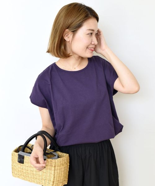 SHIPS Days（シップスデイズ）の「SHIPS Days STANDARD:ソフトコットンクルーネックTEE◆（Tシャツ/カットソー・レディース・ホワイト/ライトグレー/ベージュ/ネイビー/ライトブルー/ラベンダー/ブラック/パープル/キャメル・S～Ｍ/M～Ｌ）」の7枚目の写真