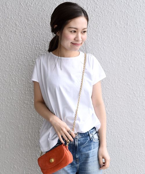 SHIPS Days（シップスデイズ）の「SHIPS Days STANDARD:ソフトコットンクルーネックTEE◆（Tシャツ/カットソー・レディース・ホワイト/ライトグレー/ベージュ/ネイビー/ライトブルー/ラベンダー/ブラック/パープル/キャメル・S～Ｍ/M～Ｌ）」の2枚目の写真