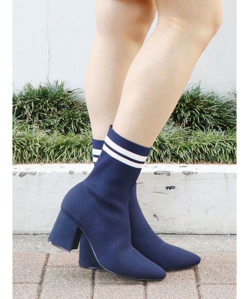 dazzlin（ダズリン）の「ソックスブーツ（ブーツ・レディース・ブラック/ネイビー/グリーン/バーガンディー・MEDIUM/LARGE）」の3枚目の写真