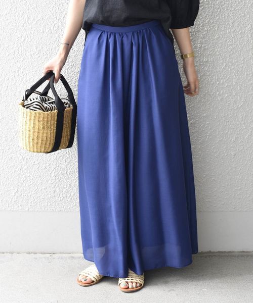 SHIPS(シップス)の「ギャザーワイドパンツ(その他パンツ・レディース・ブラック/ネイビー/キャメル・ONE SIZE)」の1枚目の写真