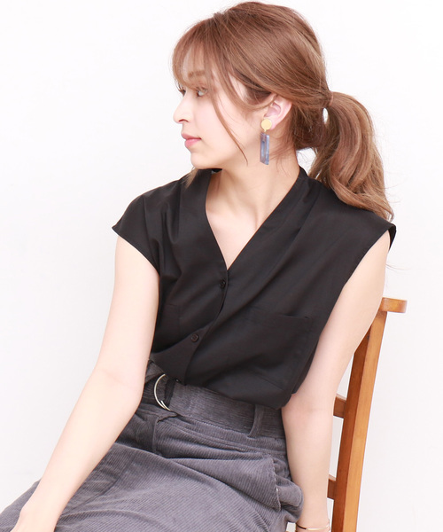 N.(N. Natural Beauty Basic)(エヌエヌナチュラルビューティーベーシック)の「キュームコアローンノースリーブシャツ(シャツ/ブラウス・レディース・ブラック/ホワイト/パープル/ダークネイビー・MEDIUM)」の3枚目の写真