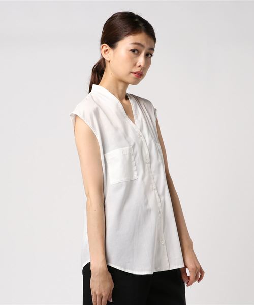 N.(N. Natural Beauty Basic)(エヌエヌナチュラルビューティーベーシック)の「キュームコアローンノースリーブシャツ(シャツ/ブラウス・レディース・ブラック/ホワイト/パープル/ダークネイビー・MEDIUM)」の7枚目の写真