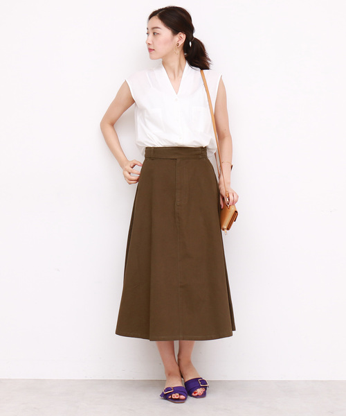 N.(N. Natural Beauty Basic)(エヌエヌナチュラルビューティーベーシック)の「キュームコアローンノースリーブシャツ(シャツ/ブラウス・レディース・ブラック/ホワイト/パープル/ダークネイビー・MEDIUM)」の8枚目の写真