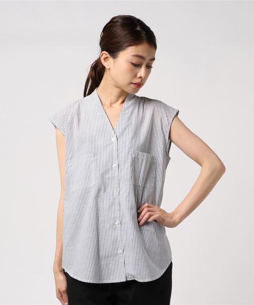 N.(N. Natural Beauty Basic)(エヌエヌナチュラルビューティーベーシック)の「キュームコアローンノースリーブシャツ(シャツ/ブラウス・レディース・ブラック/ホワイト/パープル/ダークネイビー・MEDIUM)」の15枚目の写真