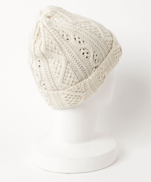 Ruben（ルーベン）の「ケーブル 裏ボア バイカラーニット（ニットキャップ/ビーニー・レディース・ブラック/グレー/マスタード/アイボリー/ワイン/ベージュ・FREE）」の22枚目の写真