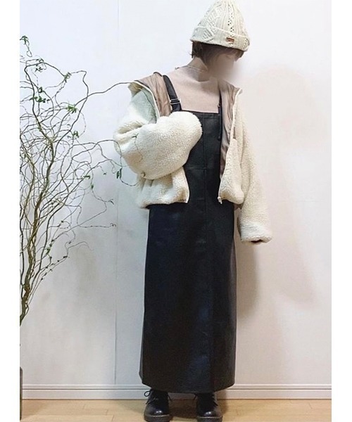 Ruben（ルーベン）の「ケーブル 裏ボア バイカラーニット（ニットキャップ/ビーニー・レディース・ブラック/グレー/マスタード/アイボリー/ワイン/ベージュ・FREE）」の15枚目の写真