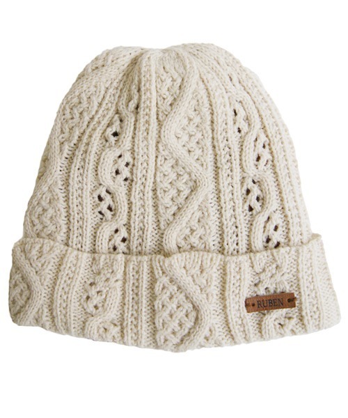 Ruben（ルーベン）の「ケーブル 裏ボア バイカラーニット（ニットキャップ/ビーニー・レディース・ブラック/グレー/マスタード/アイボリー/ワイン/ベージュ・FREE）」の11枚目の写真