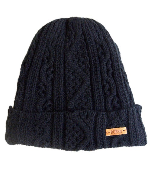 Ruben（ルーベン）の「ケーブル 裏ボア バイカラーニット（ニットキャップ/ビーニー・レディース・ブラック/グレー/マスタード/アイボリー/ワイン/ベージュ・FREE）」の10枚目の写真