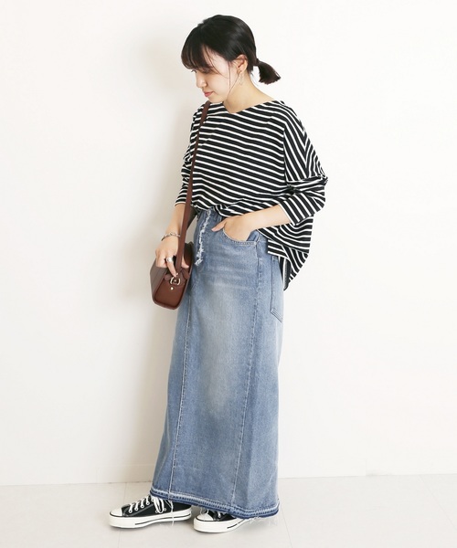 SLOBE IENA(スローブイエナ)の「《WEB限定》2WAYルーズTシャツ◆(Tシャツ/カットソー・レディース・ブラック/ネイビー/ブラック系その他/キャメル・FREE)」の8枚目の写真