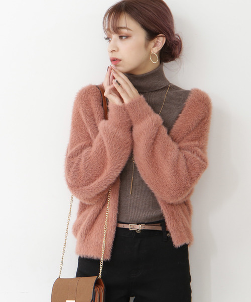 N.（N. Natural Beauty Basic）（エヌエヌナチュラルビューティーベーシック）の「フェザーショートカーディガン（カーディガン/ボレロ・レディース・ブラック/ベージュ/ピンク・MEDIUM）」の3枚目の写真