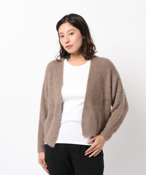 N.（N. Natural Beauty Basic）（エヌエヌナチュラルビューティーベーシック）の「フェザーショートカーディガン（カーディガン/ボレロ・レディース・ブラック/ベージュ/ピンク・MEDIUM）」の6枚目の写真