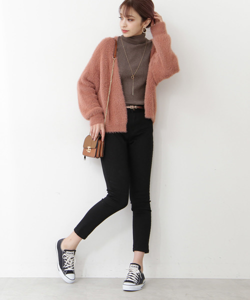 N.（N. Natural Beauty Basic）（エヌエヌナチュラルビューティーベーシック）の「フェザーショートカーディガン（カーディガン/ボレロ・レディース・ブラック/ベージュ/ピンク・MEDIUM）」の9枚目の写真