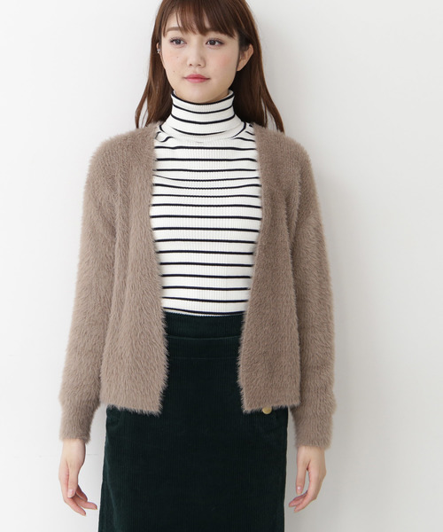 N.（N. Natural Beauty Basic）（エヌエヌナチュラルビューティーベーシック）の「フェザーショートカーディガン（カーディガン/ボレロ・レディース・ブラック/ベージュ/ピンク・MEDIUM）」の7枚目の写真