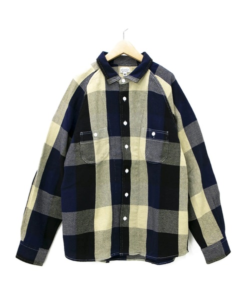 AOZORA(アオゾラ)の「AOZORA/アオゾラ ヘビーチェックラグランワークシャツ W(シャツ/ブラウス・レディース・ネイビー/レッド・FREE)」の1枚目の写真