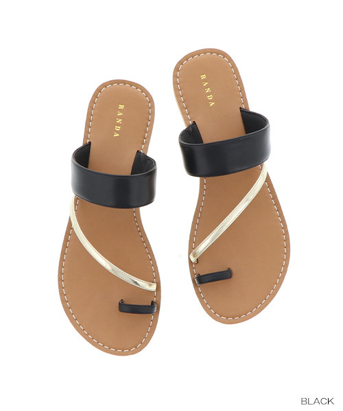 RANDA（ランダ）の「メタリックベルトフラットサンダル（サンダル・レディース・ホワイト/ブラック/ブラウン・LL/S/M/L）」の4枚目の写真