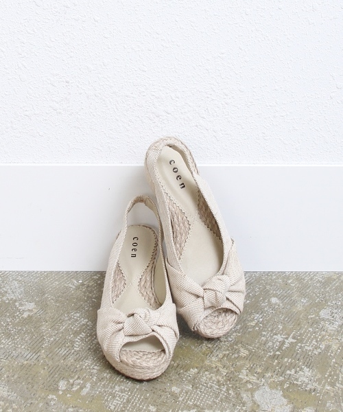 coen（コーエン）の「キャンバスウェッジサンダル（サンダル・レディース・ベージュ/ケリー/ネイビー/オレンジ・MEDIUM/SMALL/LARGE）」の2枚目の写真