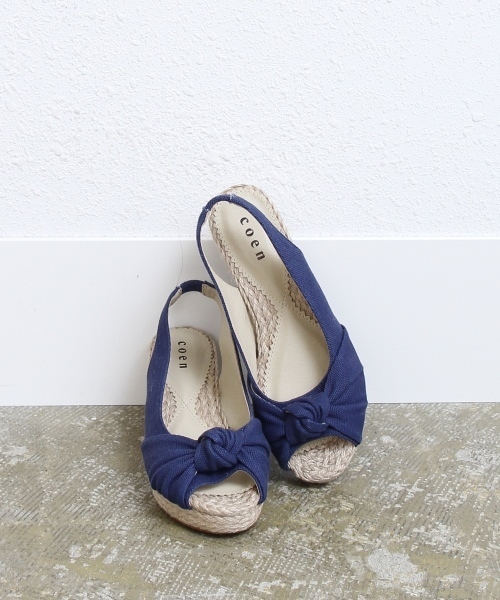 coen（コーエン）の「キャンバスウェッジサンダル（サンダル・レディース・ベージュ/ケリー/ネイビー/オレンジ・MEDIUM/SMALL/LARGE）」の4枚目の写真