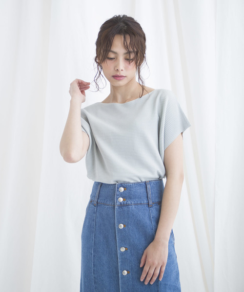 LUGG NAGG(ラグナグ)の「【Jewelobe/ ジュエローブ】 ドルマン半袖TOPS(Tシャツ/カットソー・レディース・ブラック/オフホワイト/カーキ/ブルー・FREE)」の2枚目の写真