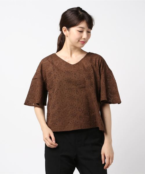 Te chichi（テチチ）の「インド綿刺繍フレア袖ブラウス（シャツ 
