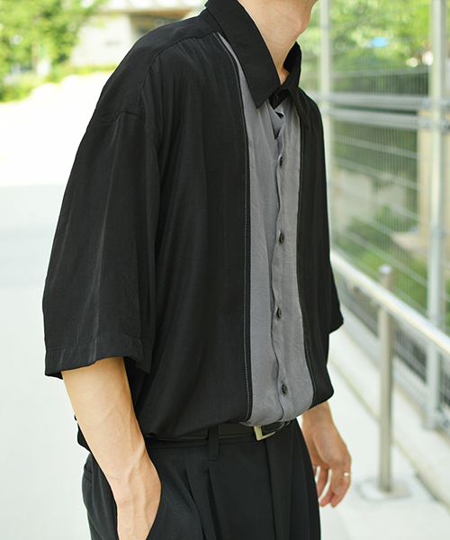 kutir(クティール)の「切り替えステッチシャツ(シャツ/ブラウス・メンズ・ブラック/ダークブラウン・MEDIUM/LARGE)」の14枚目の写真