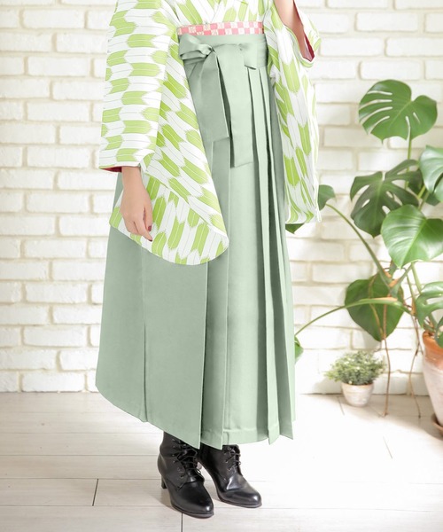 KYOETSU（キョウエツ）の「レディース無地袴（着物・レディース・ネイビー/ローズ/ダークブラウン/ライトグリーン/オレンジ/エンジ/マジェンタ/ダークパープル/ダークグリーン/ブラック/グリーン/ピンク/サックスブルー/イエロー/ターコイズブルー/パープル/スモーキーグリーン系/アイボリー/スモークピンク/グレイッシュベージュ/ブラウン/ライトブルーグレー・LL/L/S/M/3L）」の10枚目の写真