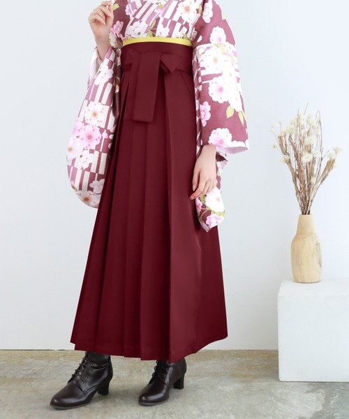 KYOETSU（キョウエツ）の「レディース無地袴（着物・レディース・ネイビー/ローズ/ダークブラウン/ライトグリーン/オレンジ/エンジ/マジェンタ/ダークパープル/ダークグリーン/ブラック/グリーン/ピンク/サックスブルー/イエロー/ターコイズブルー/パープル/スモーキーグリーン系/アイボリー/スモークピンク/グレイッシュベージュ/ブラウン/ライトブルーグレー・LL/L/S/M/3L）」の19枚目の写真