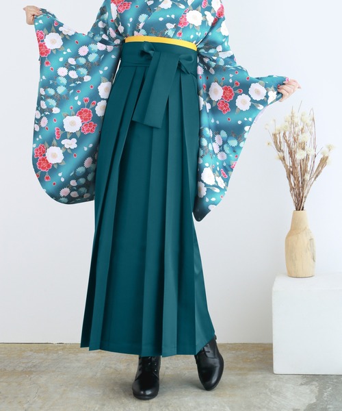 KYOETSU（キョウエツ）の「レディース無地袴（着物・レディース・ネイビー/ローズ/ダークブラウン/ライトグリーン/オレンジ/エンジ/マジェンタ/ダークパープル/ダークグリーン/ブラック/グリーン/ピンク/サックスブルー/イエロー/ターコイズブルー/パープル/スモーキーグリーン系/アイボリー/スモークピンク/グレイッシュベージュ/ブラウン/ライトブルーグレー・LL/L/S/M/3L）」の12枚目の写真