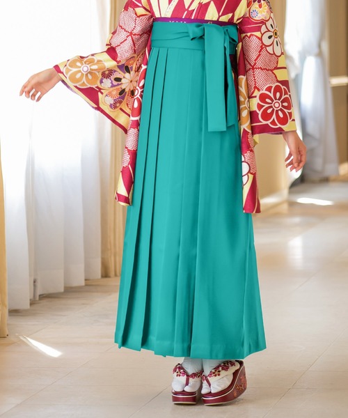 KYOETSU（キョウエツ）の「レディース無地袴（着物・レディース・ネイビー/ローズ/ダークブラウン/ライトグリーン/オレンジ/エンジ/マジェンタ/ダークパープル/ダークグリーン/ブラック/グリーン/ピンク/サックスブルー/イエロー/ターコイズブルー/パープル/スモーキーグリーン系/アイボリー/スモークピンク/グレイッシュベージュ/ブラウン/ライトブルーグレー・LL/L/S/M/3L）」の13枚目の写真