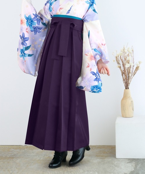 KYOETSU（キョウエツ）の「レディース無地袴（着物・レディース・ネイビー/ローズ/ダークブラウン/ライトグリーン/オレンジ/エンジ/マジェンタ/ダークパープル/ダークグリーン/ブラック/グリーン/ピンク/サックスブルー/イエロー/ターコイズブルー/パープル/スモーキーグリーン系/アイボリー/スモークピンク/グレイッシュベージュ/ブラウン/ライトブルーグレー・LL/L/S/M/3L）」の15枚目の写真