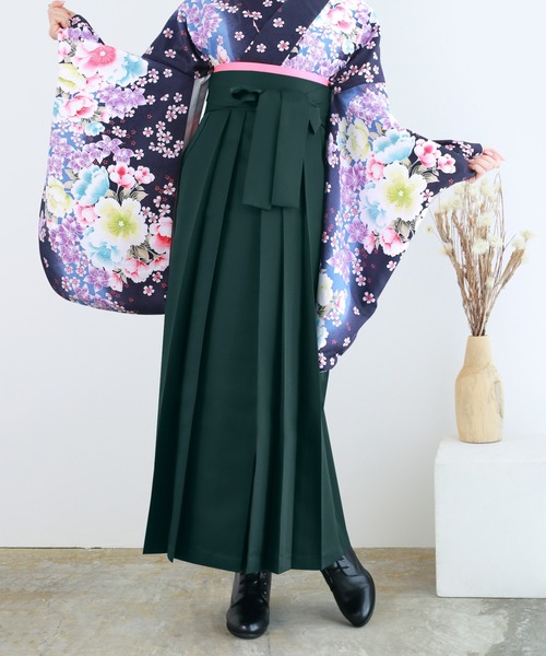 KYOETSU（キョウエツ）の「レディース無地袴（着物・レディース・ネイビー/ローズ/ダークブラウン/ライトグリーン/オレンジ/エンジ/マジェンタ/ダークパープル/ダークグリーン/ブラック/グリーン/ピンク/サックスブルー/イエロー/ターコイズブルー/パープル/スモーキーグリーン系/アイボリー/スモークピンク/グレイッシュベージュ/ブラウン/ライトブルーグレー・LL/L/S/M/3L）」の7枚目の写真