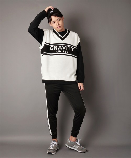 SUGGESTION(サジェッション)の「【SUGGESTION】ドロップショルダーVネックジャガードニットベスト(ベスト・メンズ・ブラック/ネイビー/オフホワイト/グリーン・M/L)」の5枚目の写真