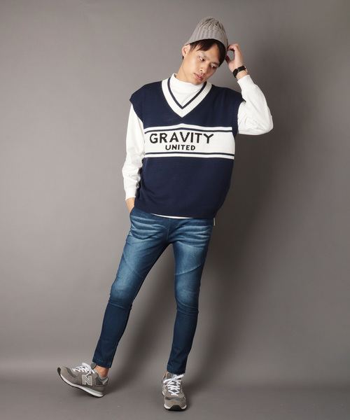 SUGGESTION(サジェッション)の「【SUGGESTION】ドロップショルダーVネックジャガードニットベスト(ベスト・メンズ・ブラック/ネイビー/オフホワイト/グリーン・M/L)」の7枚目の写真