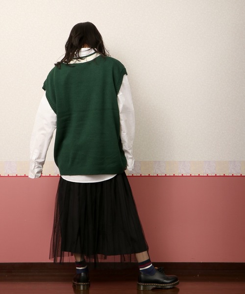 SUGGESTION(サジェッション)の「【SUGGESTION】ドロップショルダーVネックジャガードニットベスト(ベスト・メンズ・ブラック/ネイビー/オフホワイト/グリーン・M/L)」の11枚目の写真