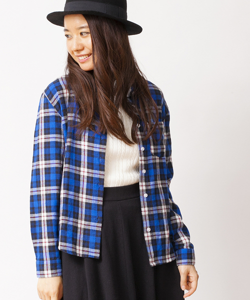 WEGO（ウィゴー）の「WEGO/ネルチェックシャツ（シャツ/ブラウス・レディース・ホワイト/ブラック/グリーン/ブルー/パープル/レッド/レッド系その他/オレンジ/ブルー系その他/チェック・FREE）」の5枚目の写真