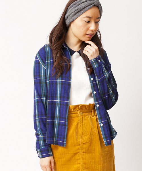 WEGO（ウィゴー）の「WEGO/ネルチェックシャツ（シャツ/ブラウス・レディース・ホワイト/ブラック/グリーン/ブルー/パープル/レッド/レッド系その他/オレンジ/ブルー系その他/チェック・FREE）」の4枚目の写真