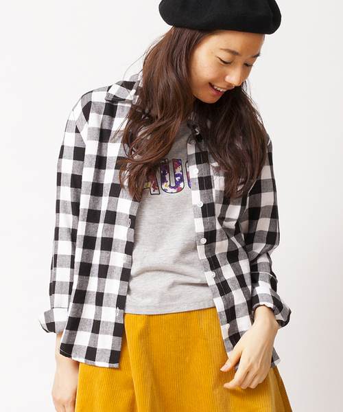 WEGO（ウィゴー）の「WEGO/ネルチェックシャツ（シャツ/ブラウス・レディース・ホワイト/ブラック/グリーン/ブルー/パープル/レッド/レッド系その他/オレンジ/ブルー系その他/チェック・FREE）」の3枚目の写真