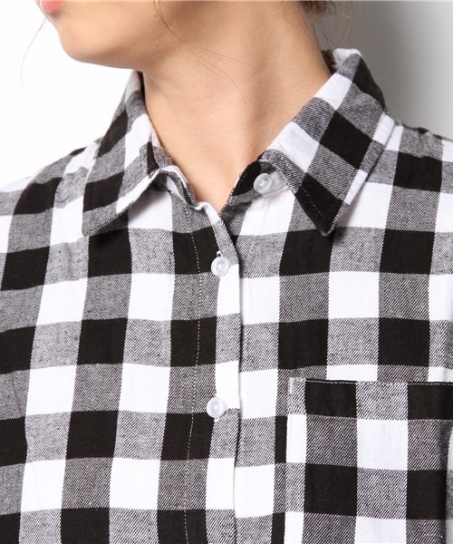 WEGO（ウィゴー）の「WEGO/ネルチェックシャツ（シャツ/ブラウス・レディース・ホワイト/ブラック/グリーン/ブルー/パープル/レッド/レッド系その他/オレンジ/ブルー系その他/チェック・FREE）」の14枚目の写真