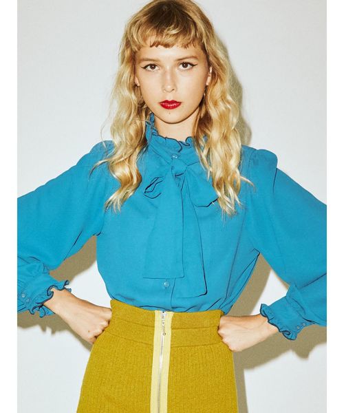 jouetie（ジュエティ）の「スタンドカラーリボンブラウス（シャツ/ブラウス・レディース・ブラック/ブルー/ミント/その他2・MEDIUM）」の17枚目の写真